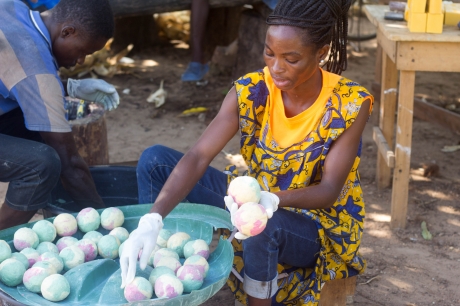 A young Ghanaian woman earning a living from shea products