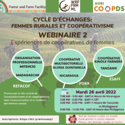 [À VOS AGENDAS!] Webinaire 26/04 - Cycle d'échanges : femmes rurales et coopérativisme