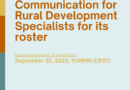 APPLICATION DEADLINE EXTENDED! FAO is seeking Communication for Rural Development Specialists